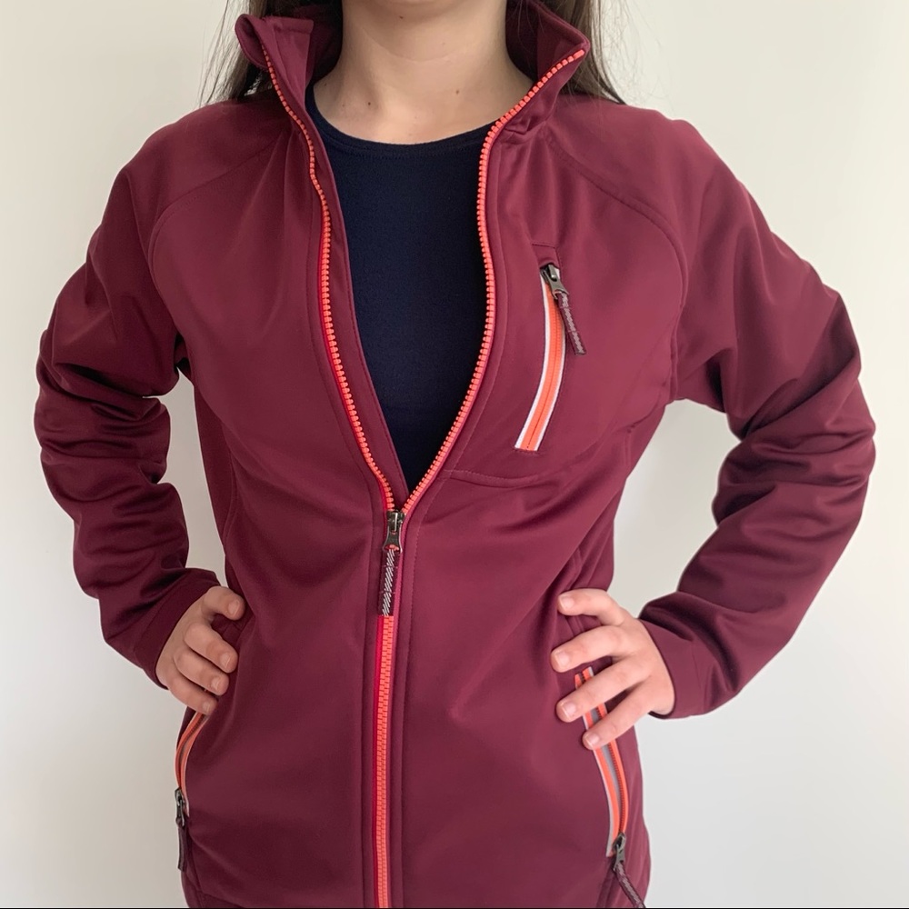 Lands End Fleece Lined Jacket Maroon Girls XL